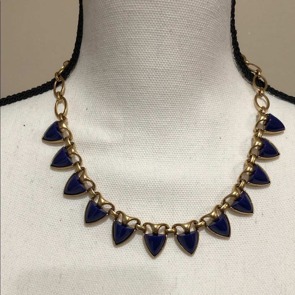 Stella & Dot Lottie Navy Gold Tone Statement Necklace